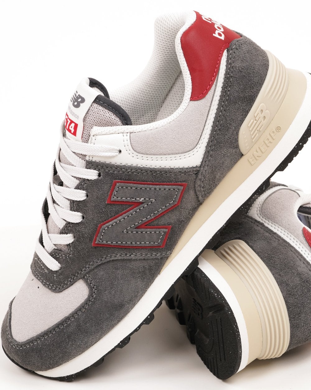New Balance 574 Trainers Grey / Dark Red