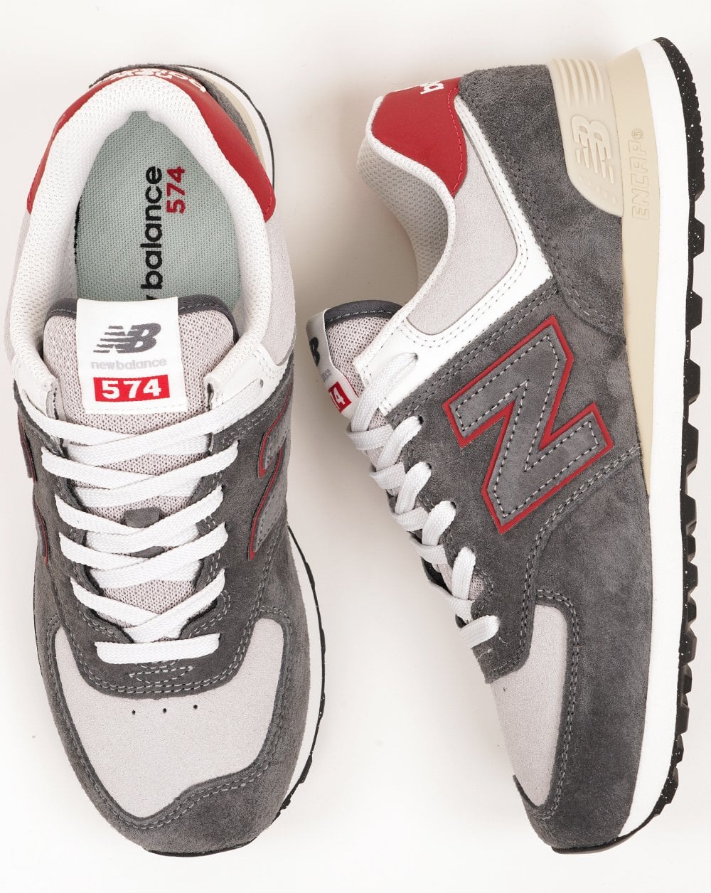 New Balance 574 Trainers Grey / Dark Red