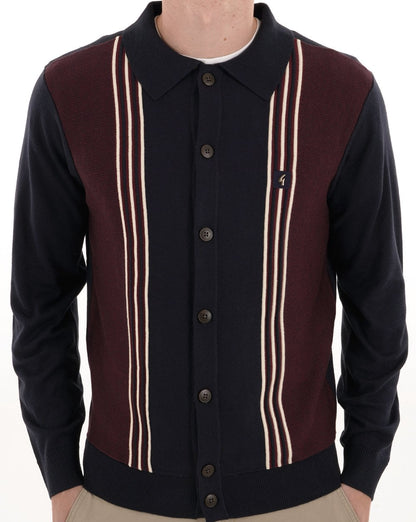 Gabicci Vintage Hanson Cardigan Knit Navy Mulberry