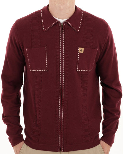 Gabicci Vintage Serge Knit Zip Up Mulberry