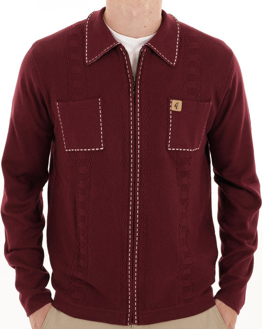 Gabicci Vintage Serge Knit Zip Up Mulberry