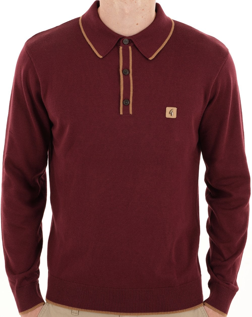 Gabicci Vintage Lineker Knitted Polo Mulberry