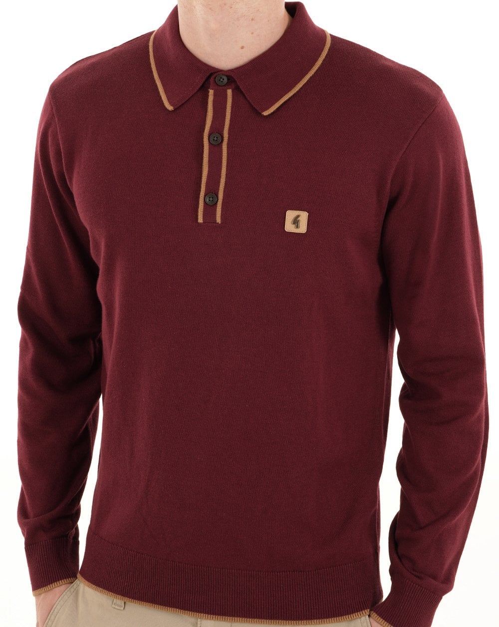 Gabicci Vintage Lineker Knitted Polo Mulberry