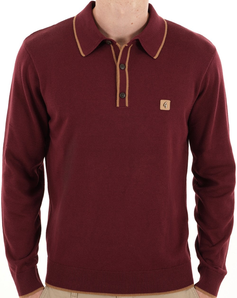 Gabicci Vintage Lineker Knitted Polo Mulberry