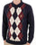 Gabicci Vintage Argyle Diamond Knit Polo Navy
