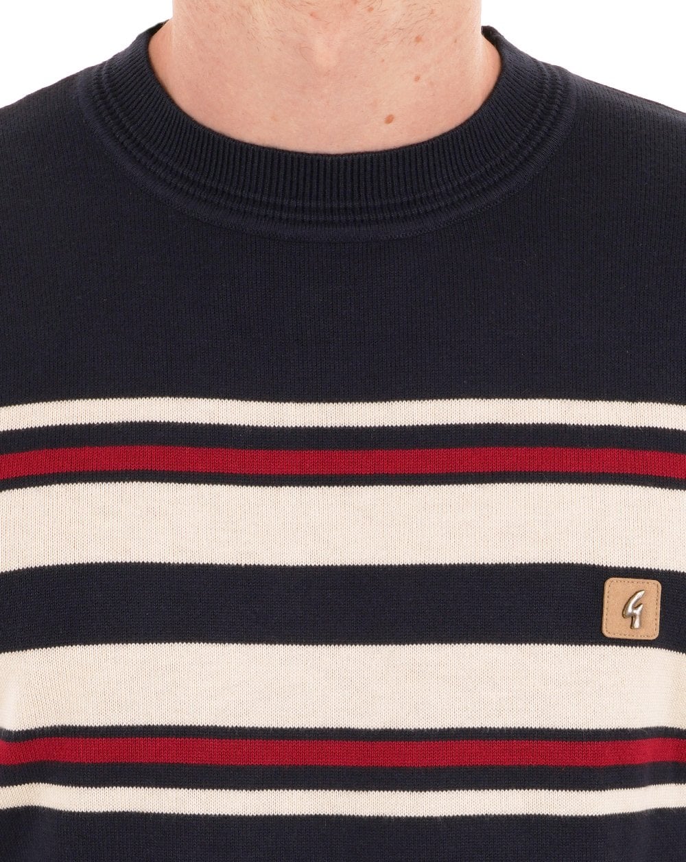 Gabicci Vintage Liam Striped Crew Knit Navy