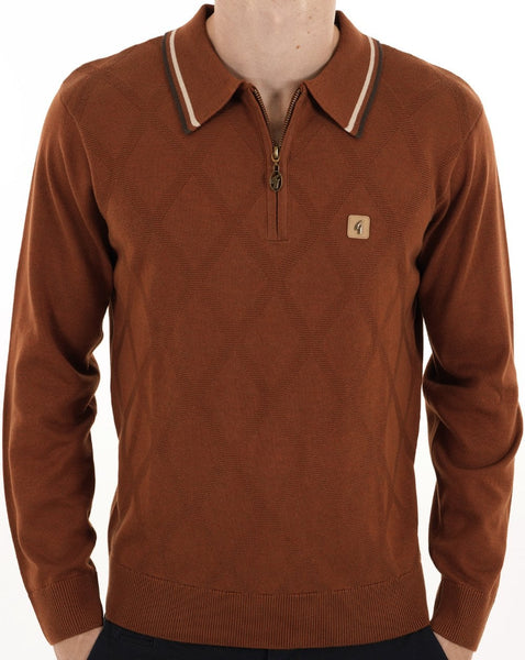 Gabicci Vintage Moore Knitted Polo Paprika