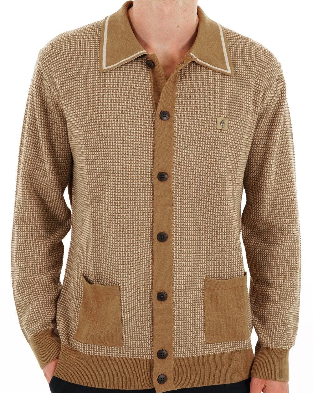 Gabicci Vintage Noel Button Through Knit Nutmeg