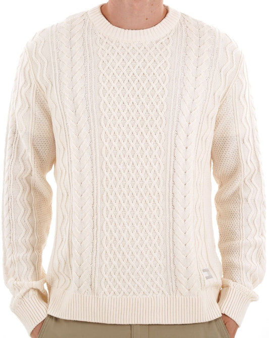 Tommy Jeans Badge Cable Knit Jumper Ancient White