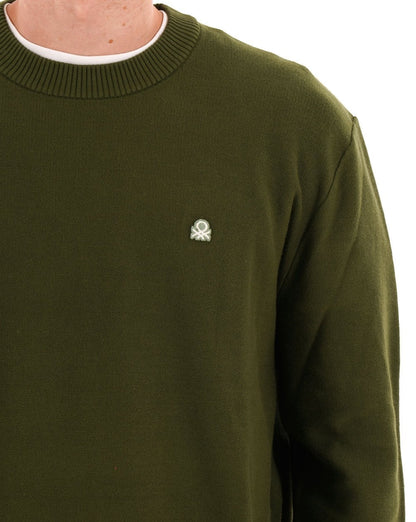 Benetton Cotton Knit Sweater Dark Forest