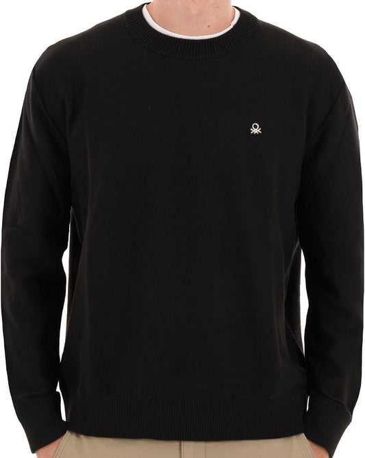 Benetton Cotton Knit Sweater Black