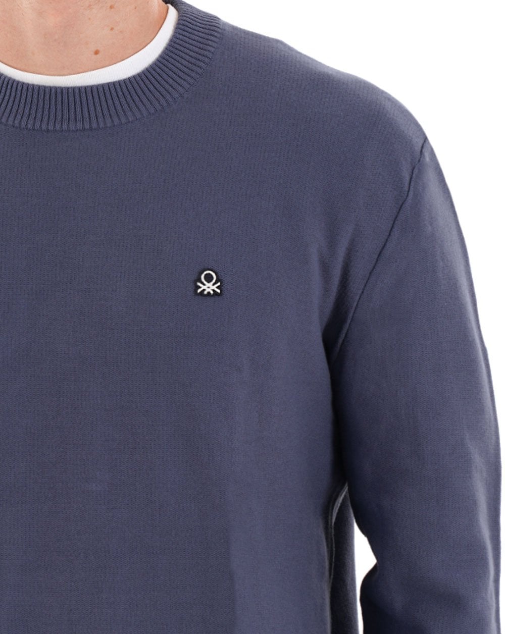 Benetton Cotton Knit Sweater Washed Navy