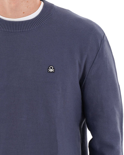 Benetton Cotton Knit Sweater Washed Navy