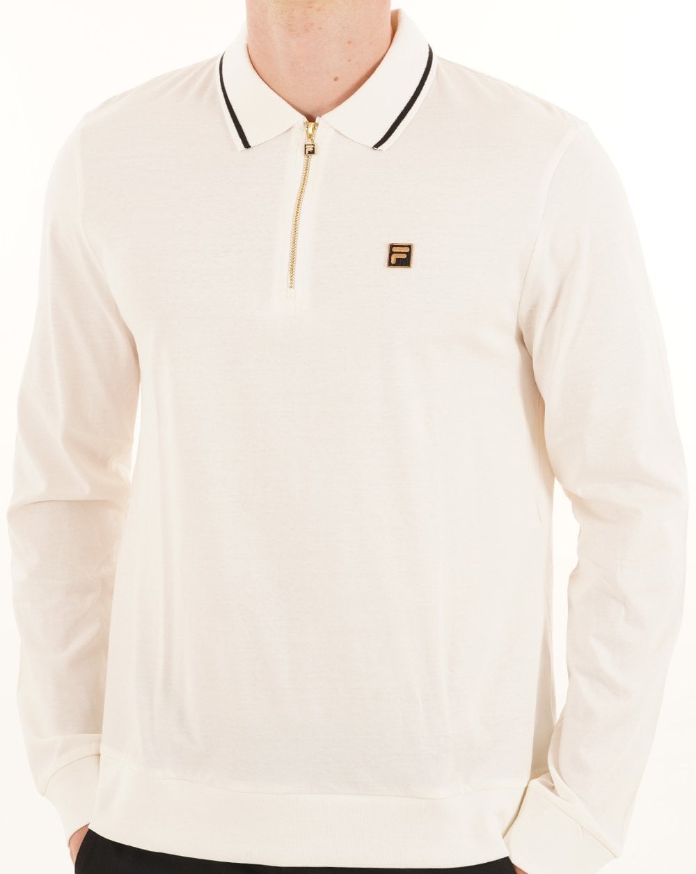 Fila Gold LS Tipped Zip Polo Gardenia