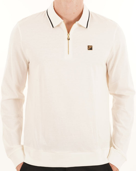 Fila Gold LS Tipped Zip Polo Gardenia