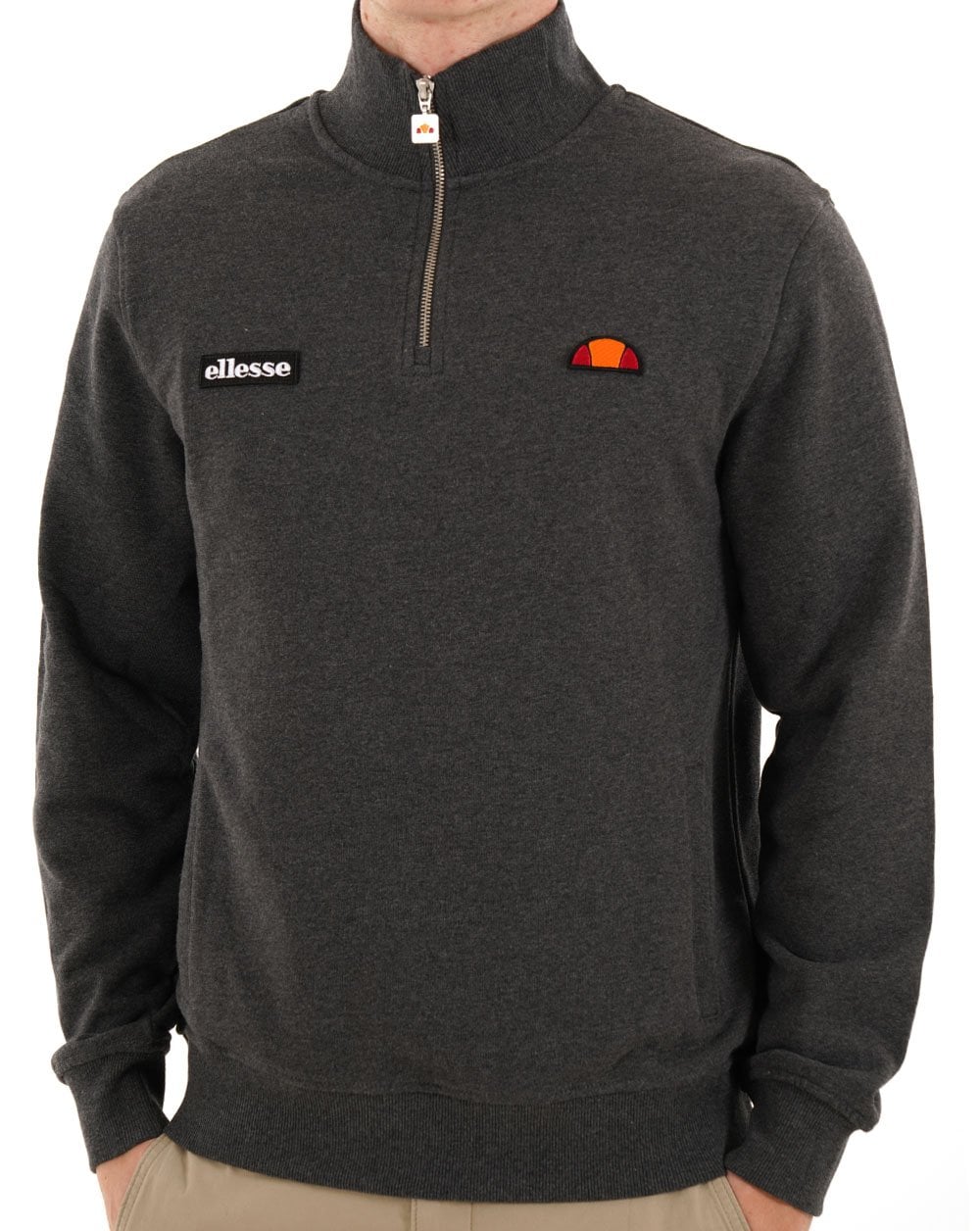 Ellesse Pelegrini 1/4 Zip Sweat Charcoal Marl