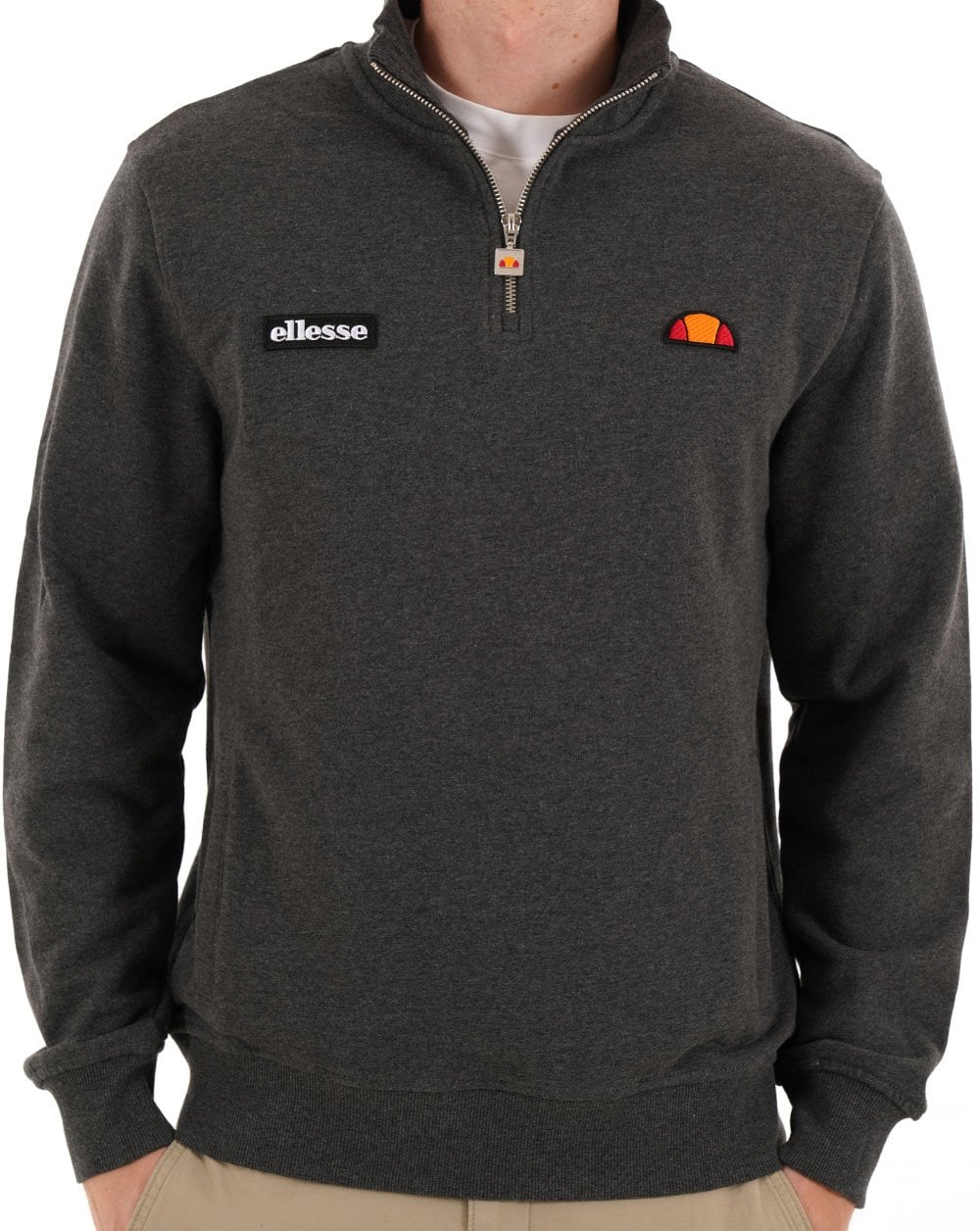 Ellesse Pelegrini 1/4 Zip Sweat Charcoal Marl