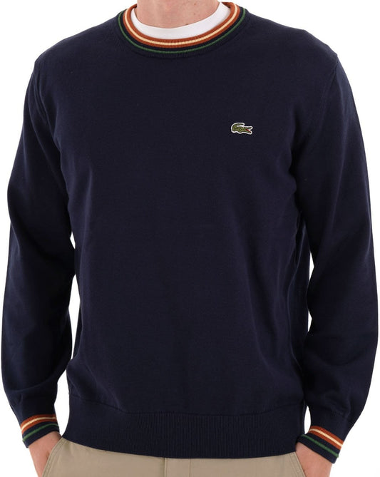 Lacoste Tipped Crew Neck Knit Navy