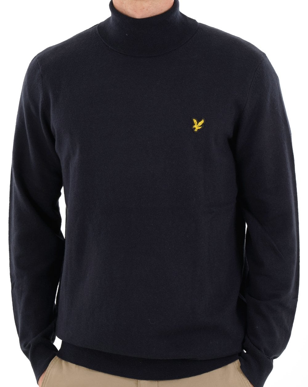 Lyle & Scott Cotton Merino Turtleneck Jumper Dark Navy