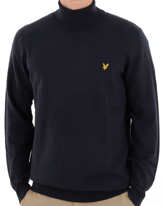 Lyle & Scott Cotton Merino Turtleneck Jumper Dark Navy