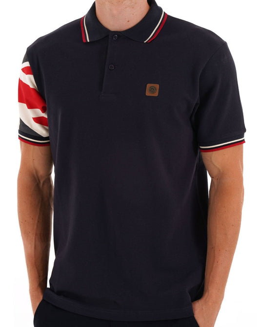 Trojan Union Flag Sleeve Polo Navy