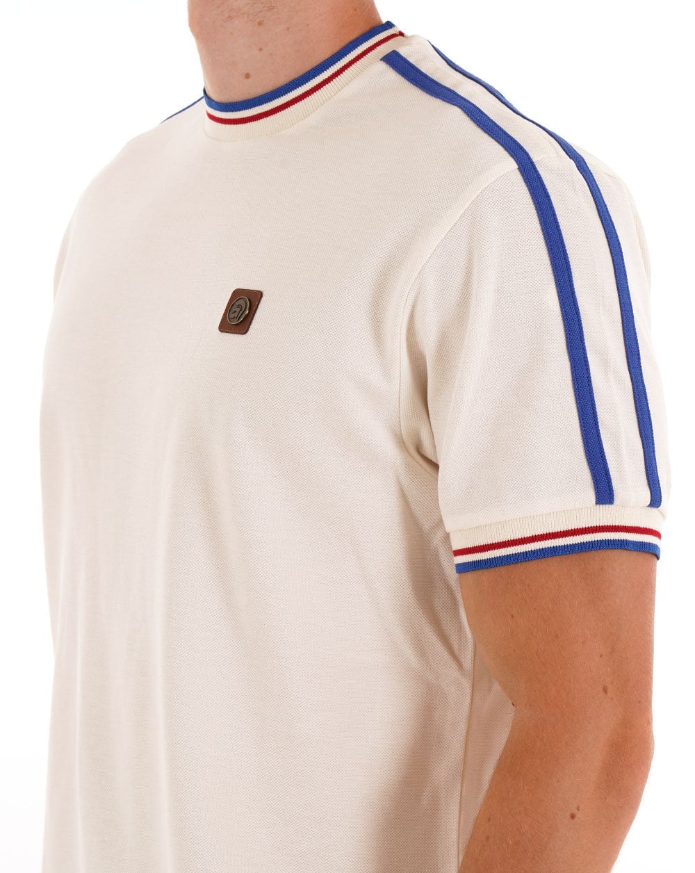 Trojan Three Colour Tipped T-shirt Ecru