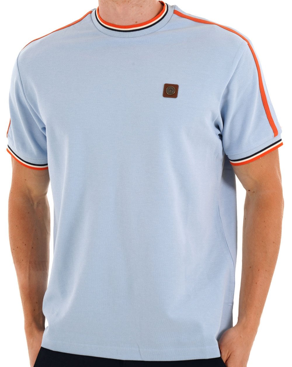 Trojan Three Colour Tipped T-shirt Powder Blue