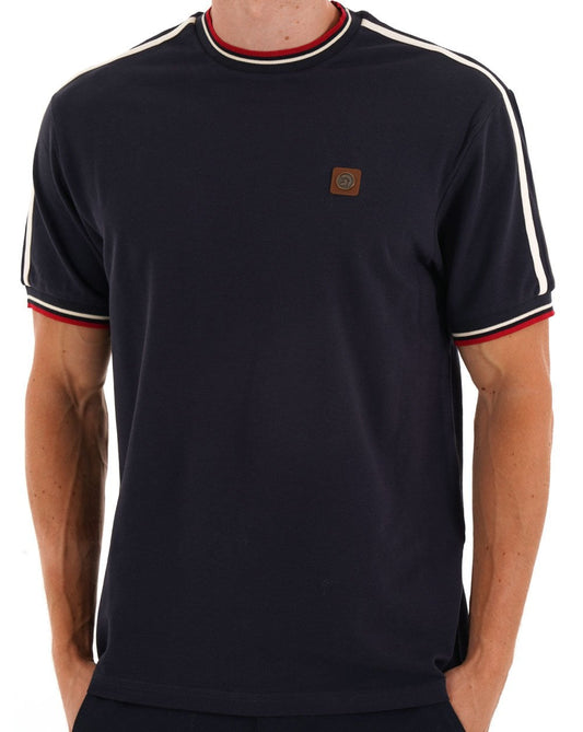 Trojan Three Colour Tipped T-shirt Navy