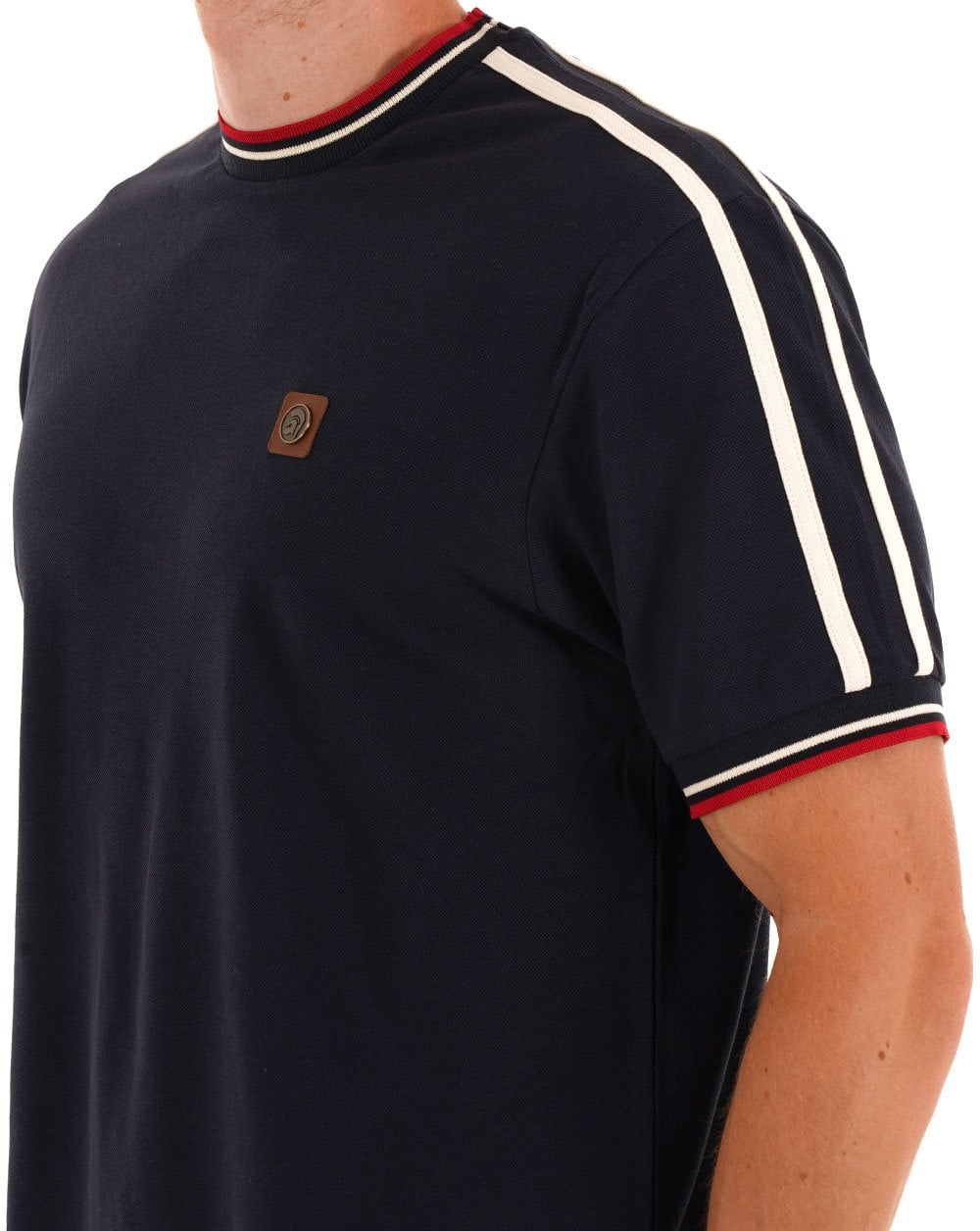 Trojan Three Colour Tipped T-shirt Navy