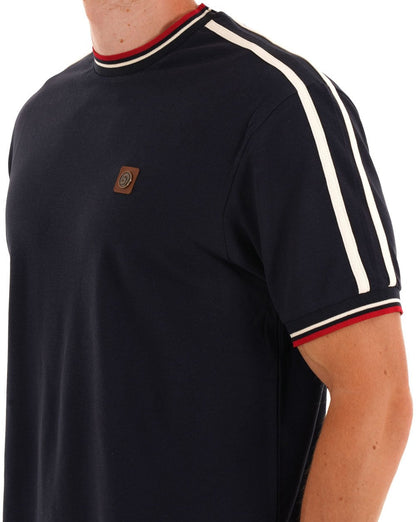 Trojan Three Colour Tipped T-shirt Navy