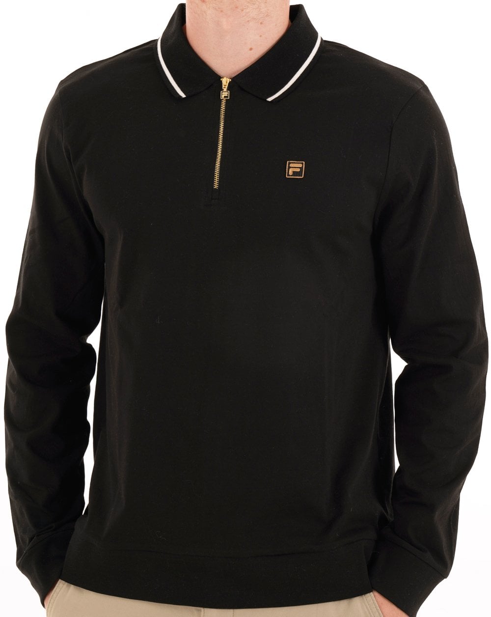 Fila Gold LS Tipped Zip Polo Black