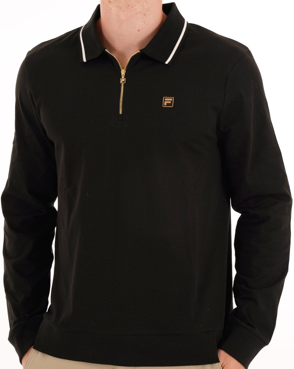 Fila Gold LS Tipped Zip Polo Black