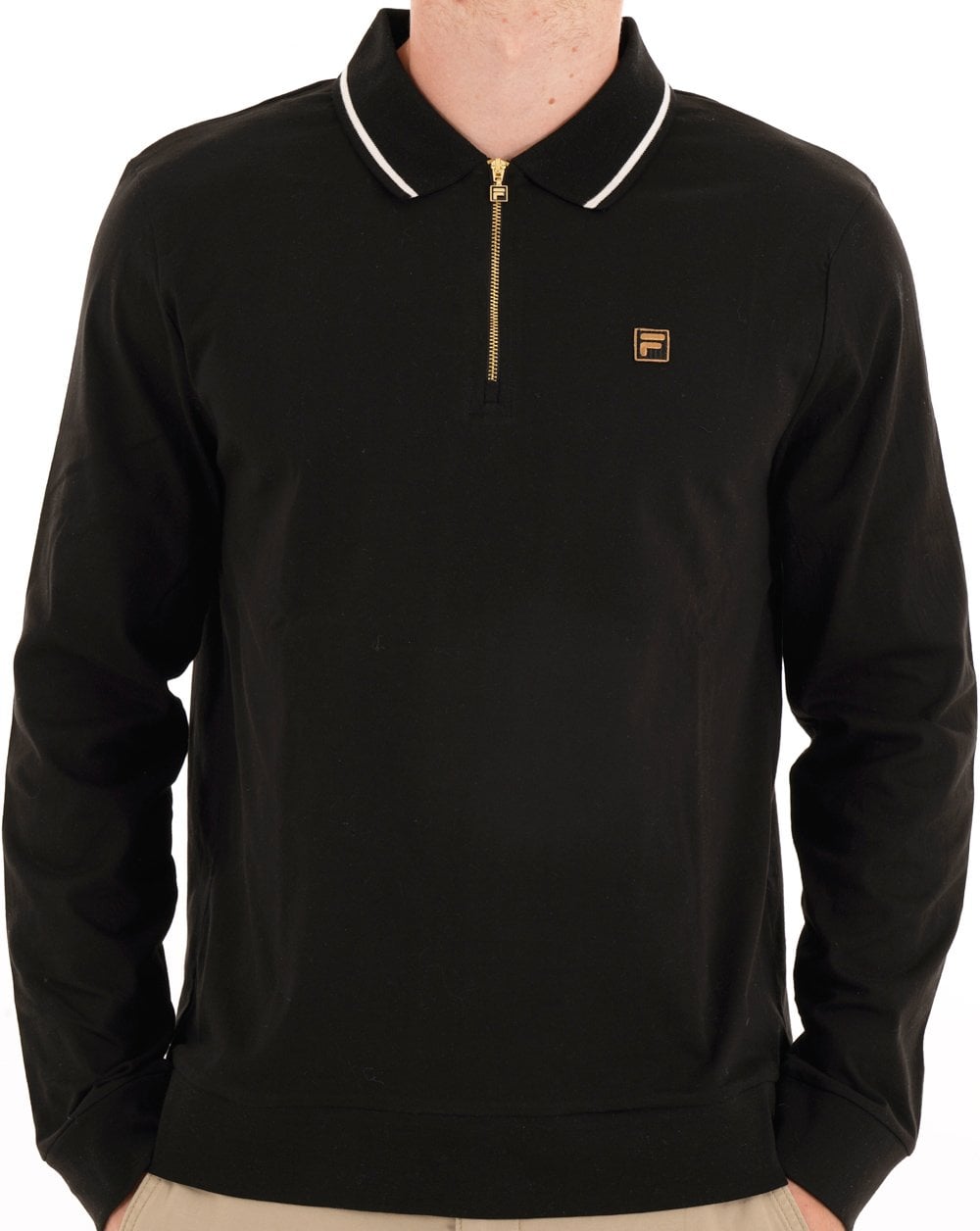 Fila Gold LS Tipped Zip Polo Black