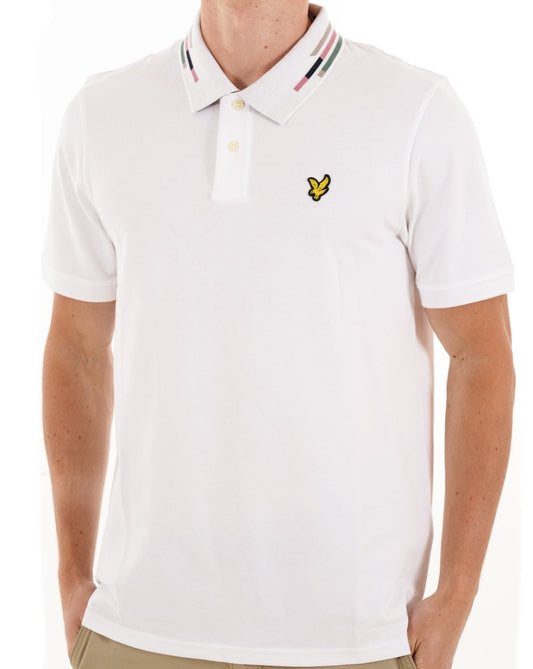 Lyle & Scott Striped Tipped Polo Shirt White
