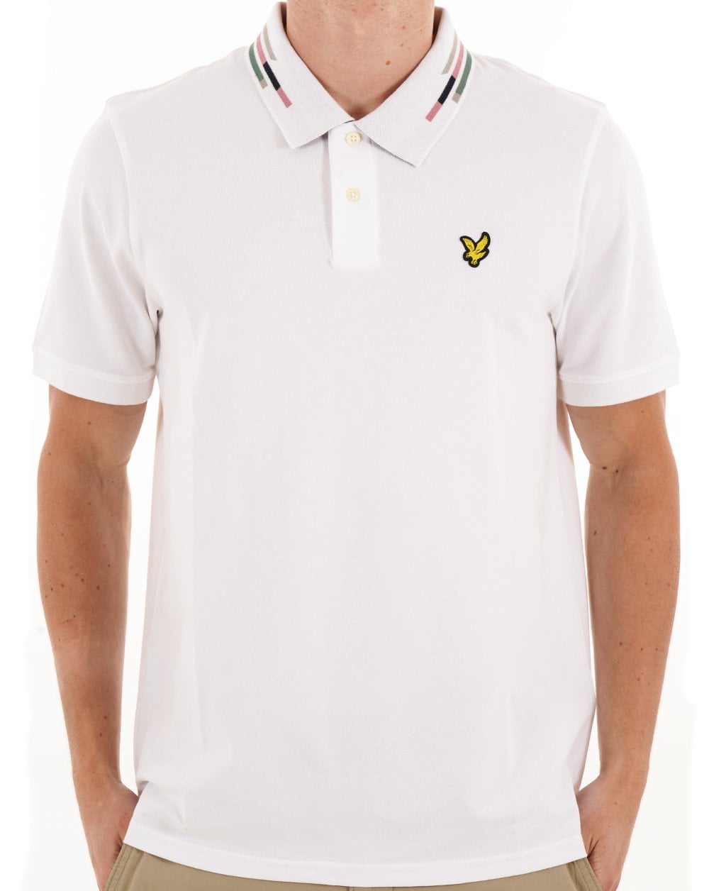 Lyle & Scott Striped Tipped Polo Shirt White