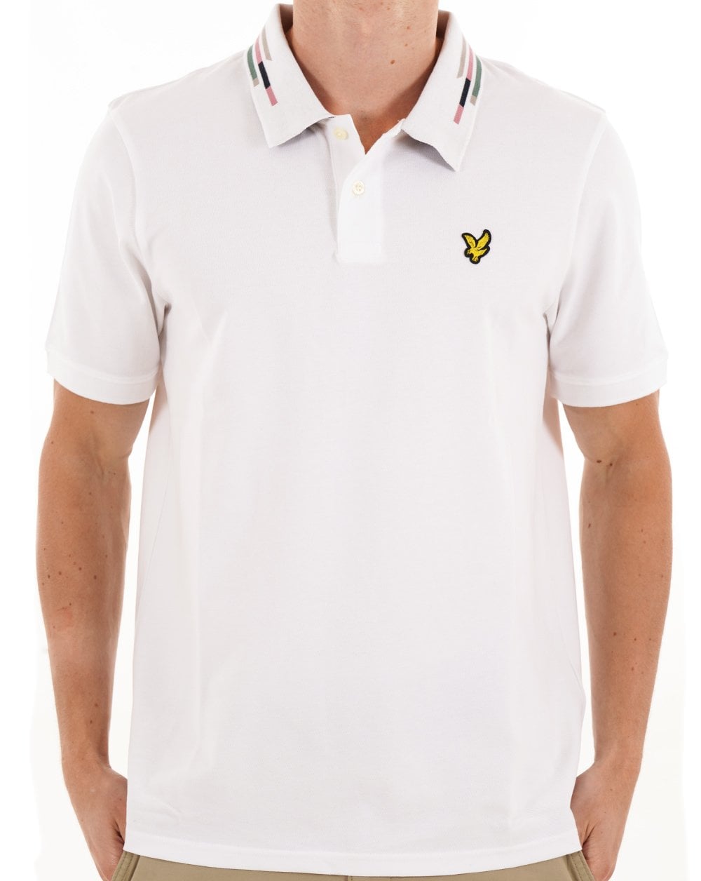 Lyle & Scott Striped Tipped Polo Shirt White