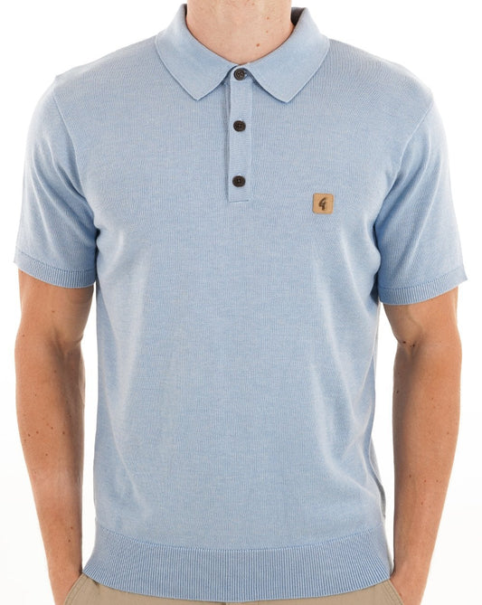 Gabicci Vintage Jackson Knit Polo Sky Ice