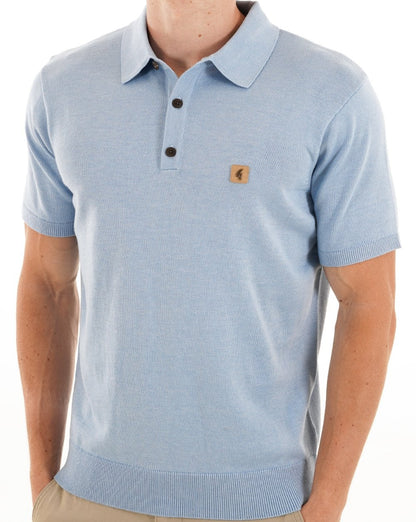 Gabicci Vintage Jackson Knit Polo Sky Ice