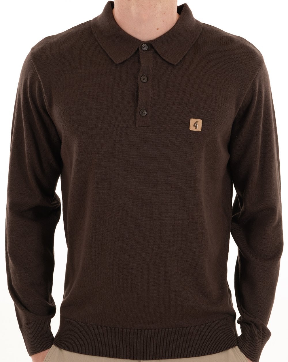 Gabicci Vintage Francesco Knitted Polo DK Brown