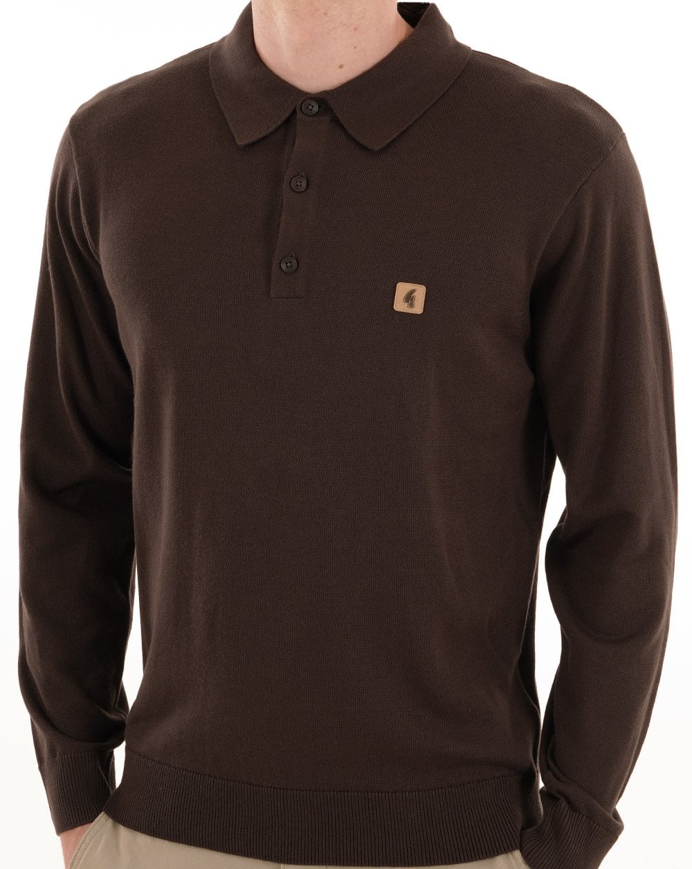 Gabicci Vintage Francesco Knitted Polo DK Brown