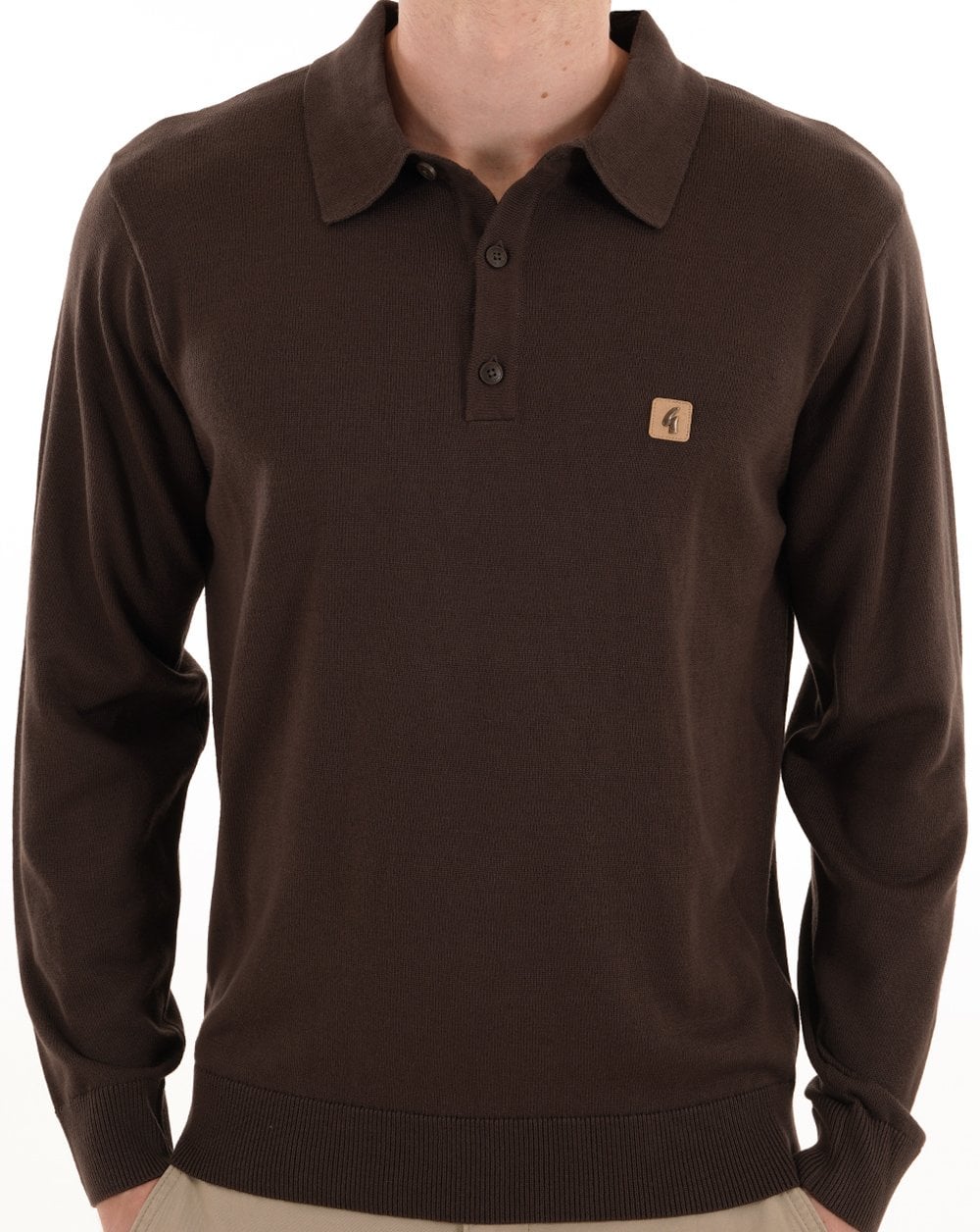 Gabicci Vintage Francesco Knitted Polo DK Brown
