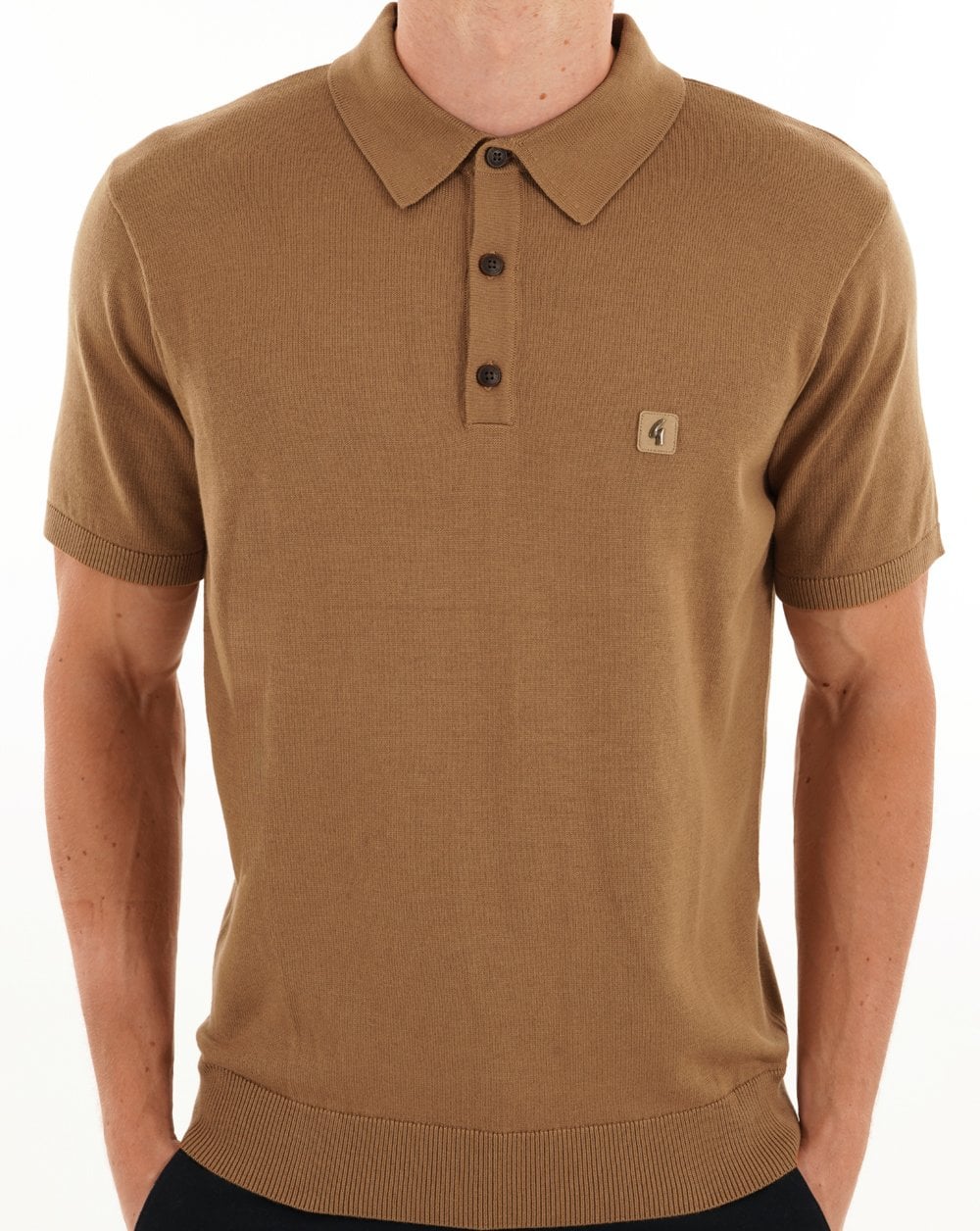 Gabicci Vintage Jackson Knit Polo Nutmeg
