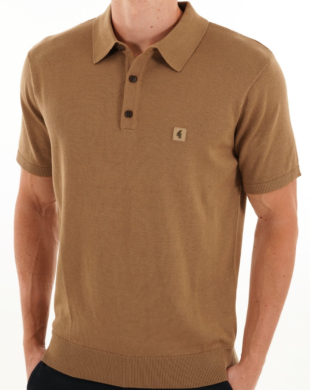 Gabicci Vintage Jackson Knit Polo Nutmeg