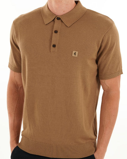 Gabicci Vintage Jackson Knit Polo Nutmeg