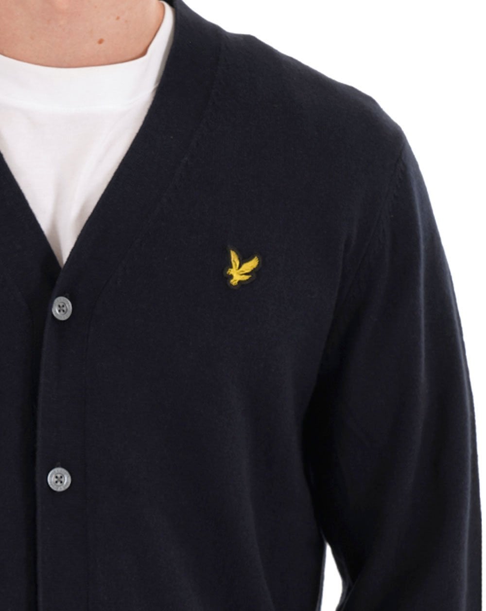 Lyle & Scott Cotton Merino Cardigan Dark Navy