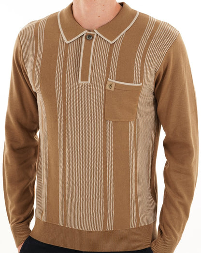 Gabicci Vintage Dante Knitted Polo Nutmeg