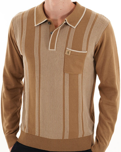 Gabicci Vintage Dante Knitted Polo Nutmeg
