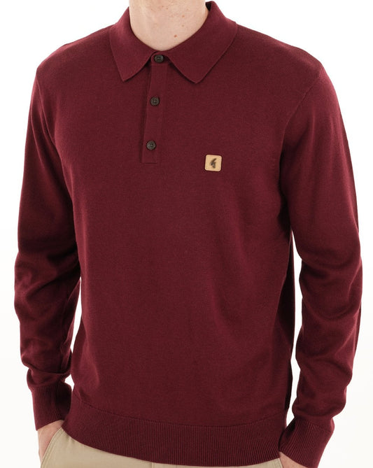 Gabicci Vintage Francesco Knitted Polo Mulberry
