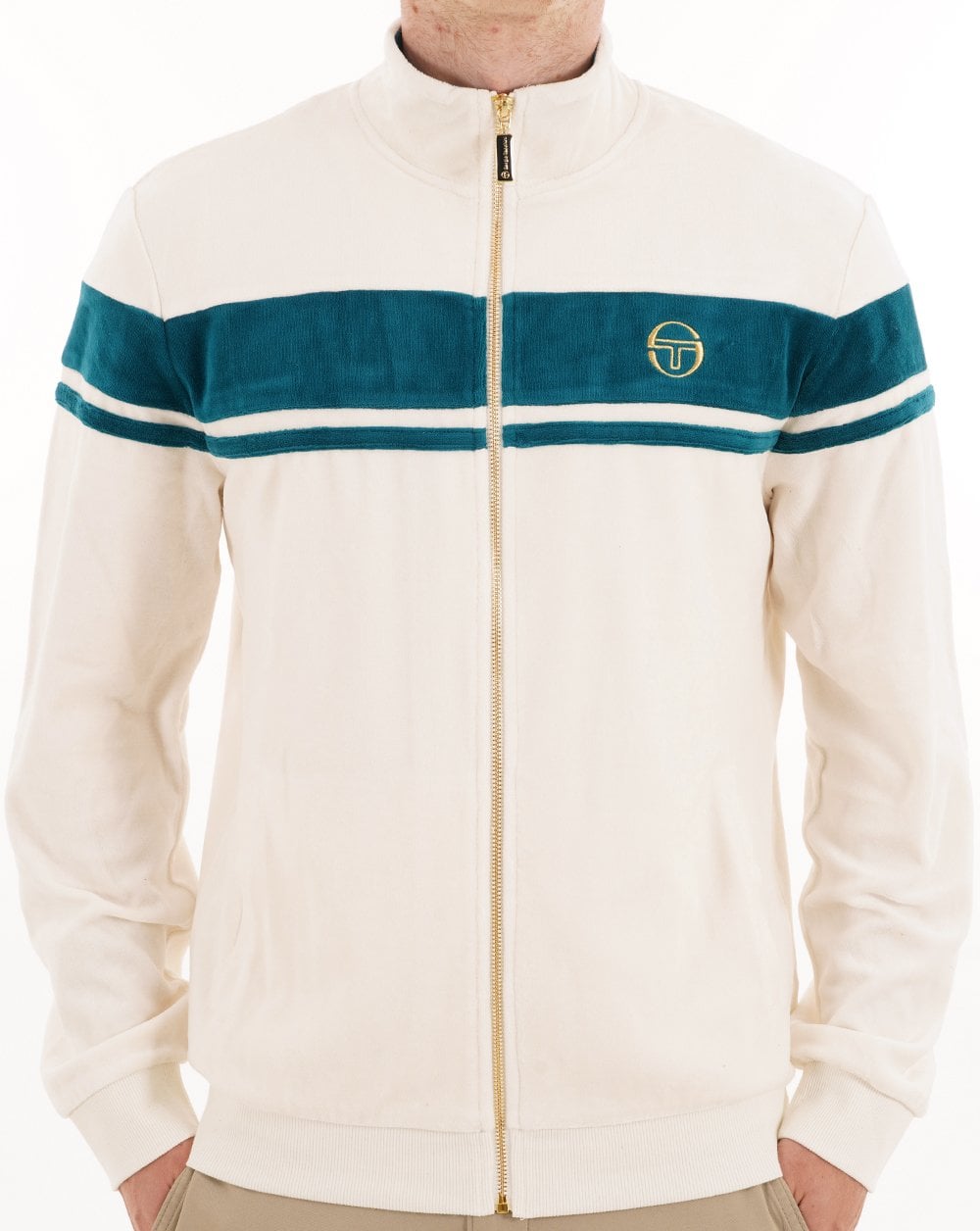 Sergio Tacchini Masters Velour Track Top Gardenia / Teal