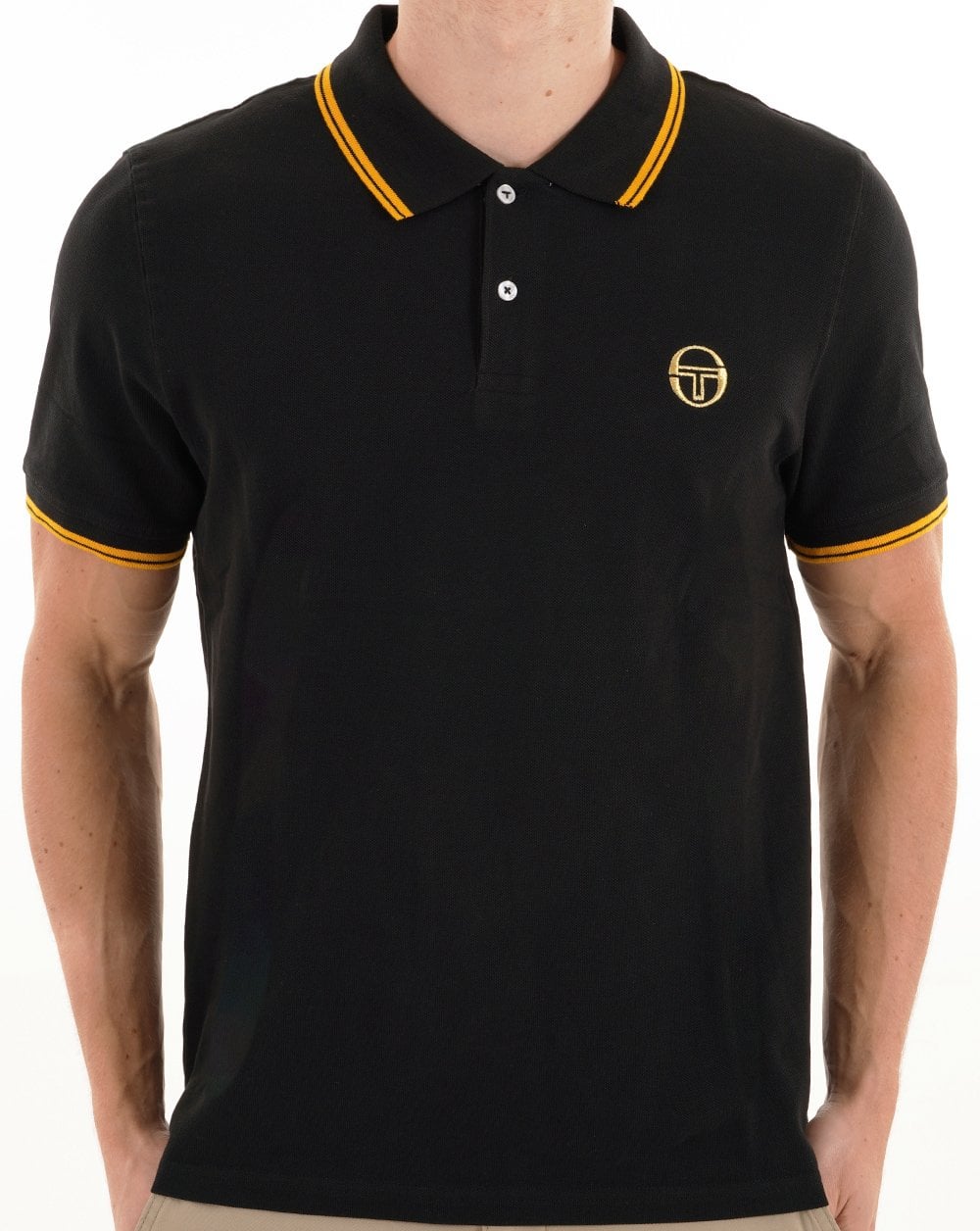 Sergio Tacchini Tipped Polo Shirt Black Gold